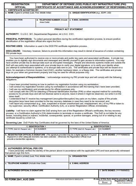 Download dd 2841 Form