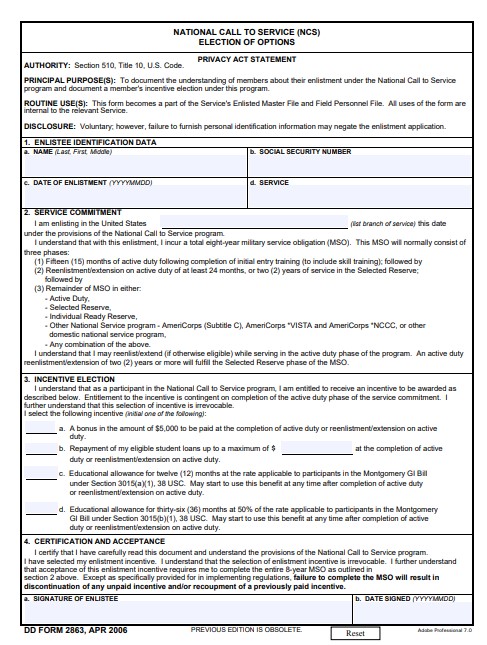 Download dd 2863 Form