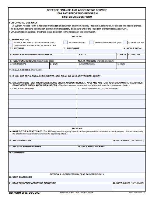 Download dd 2869 Form