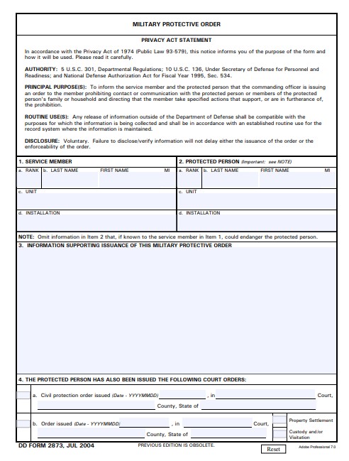 Download dd 2873 Form