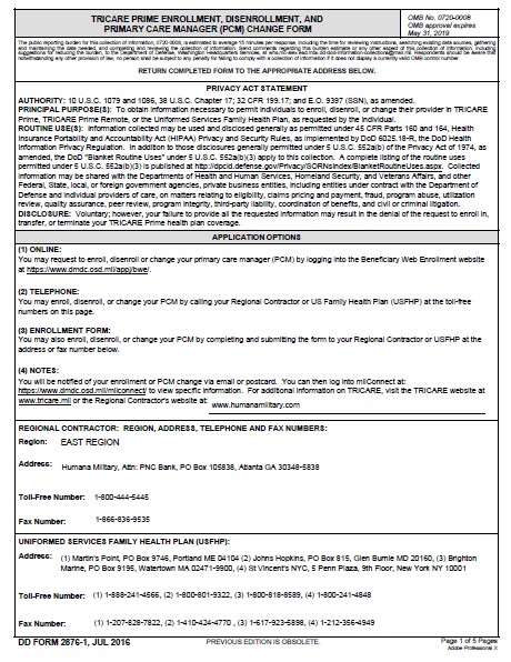 Download dd 2876-1 Form