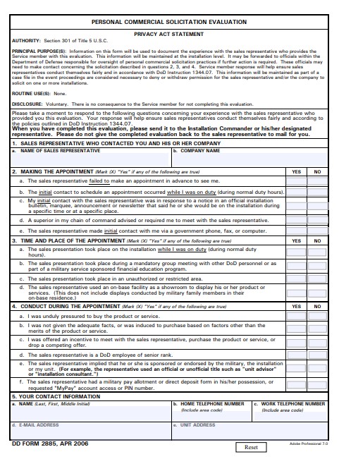 Download dd 2885 Form