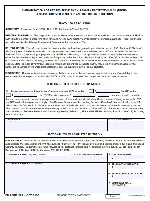 Download dd 2891 Form