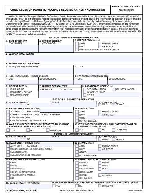 Download dd 2901 Form