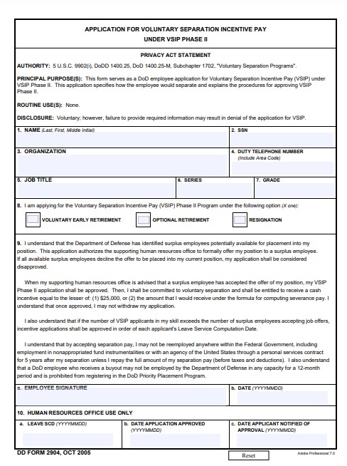 Download dd 2904 Form