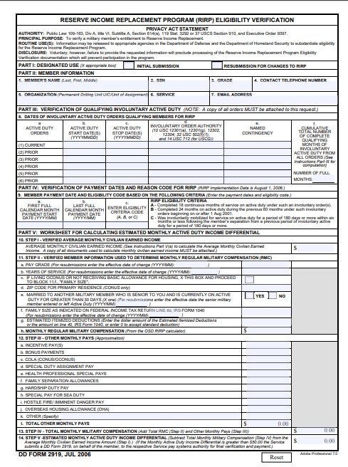 Download dd 2919 Form