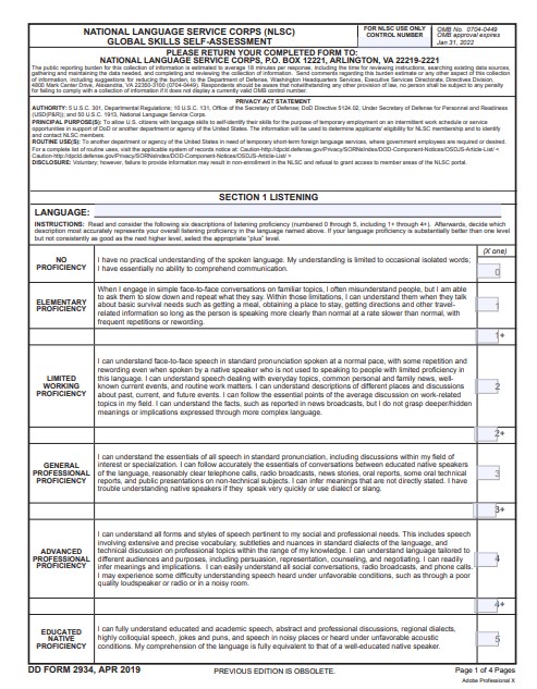 Download dd 2934 Form