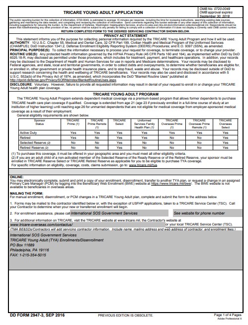 Download dd 2947-3 Form