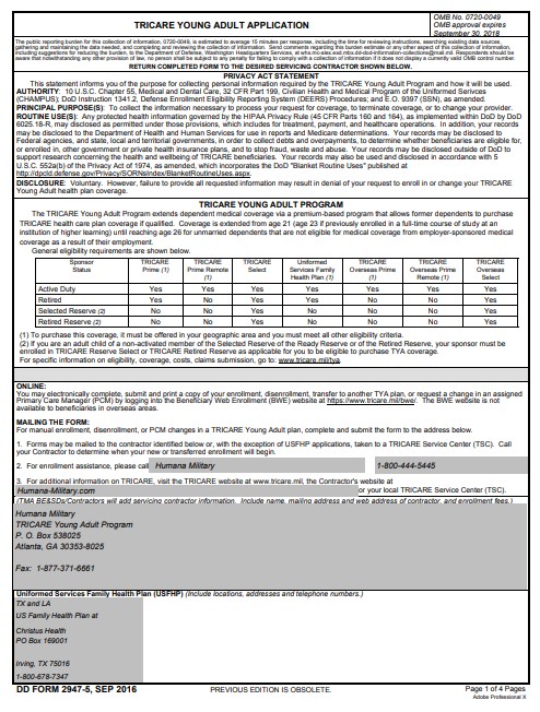 Download dd 2947-5 Form