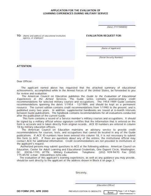 Download dd 295 Form