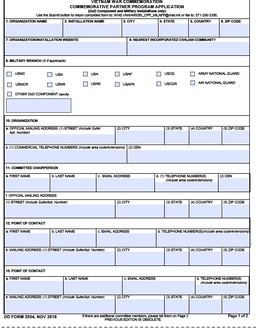 Download dd 2954 Form