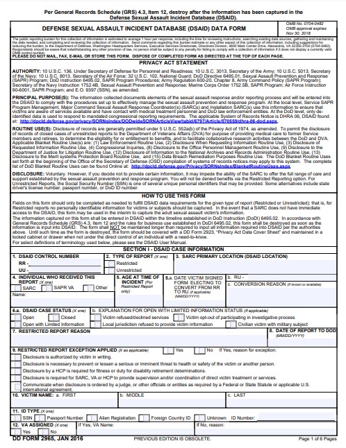 Download dd 2965 Form