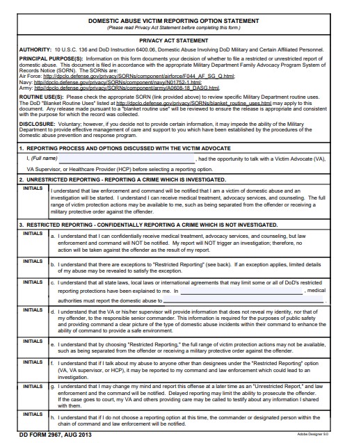 Download dd 2967 Form