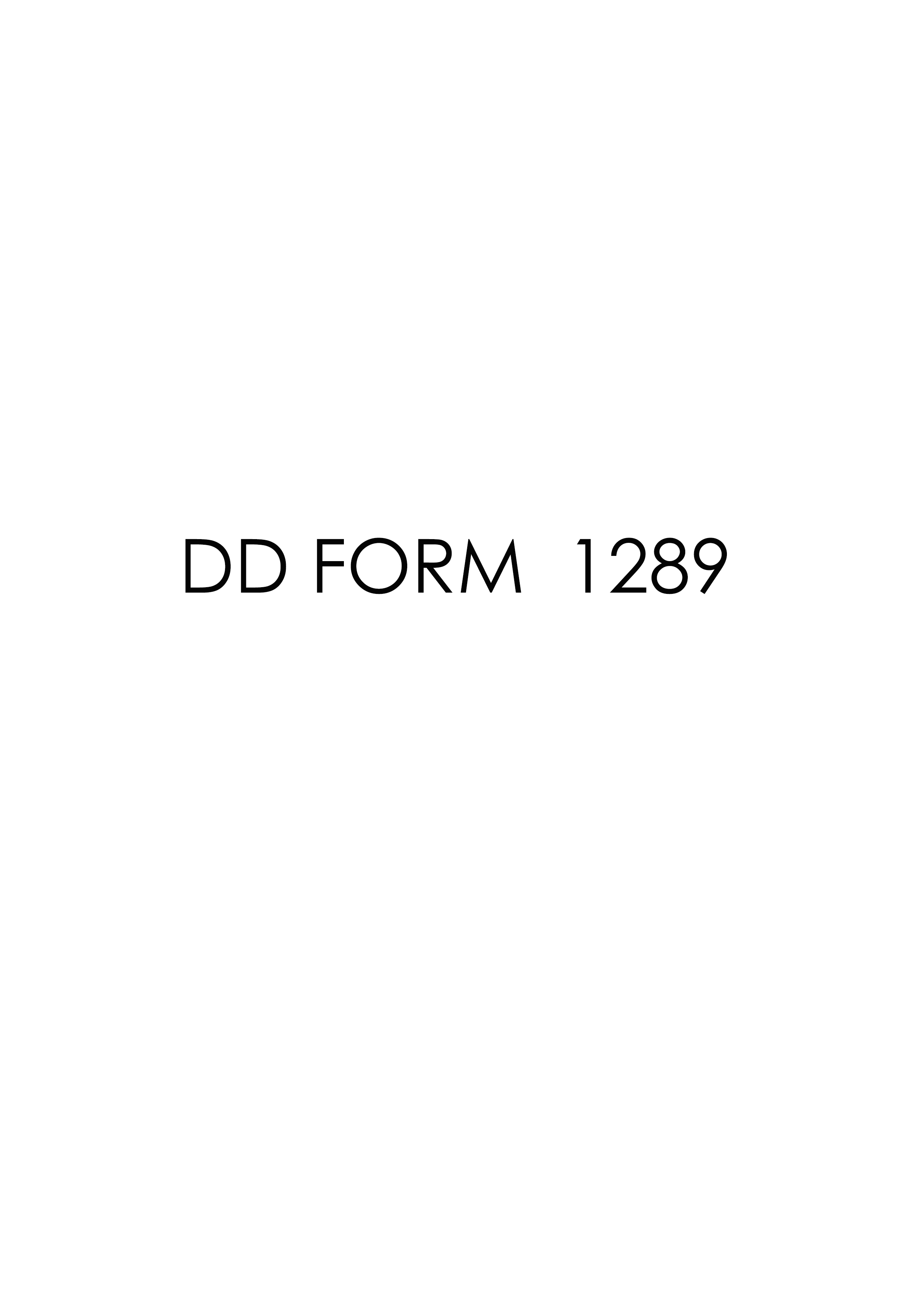 Download dd 1289 Form